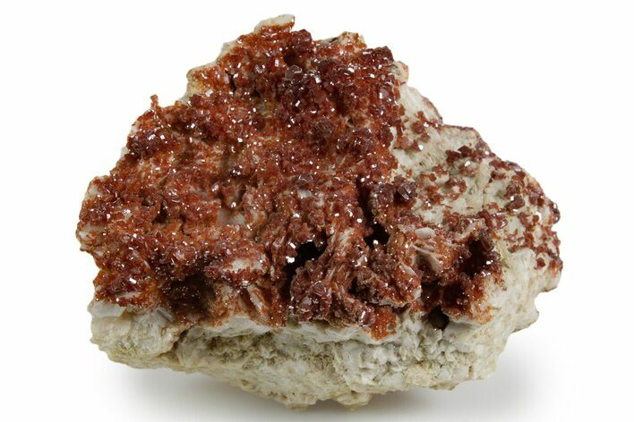 Glittering Ruby Red Vanadinite Crystals on Barite - Morocco #349423